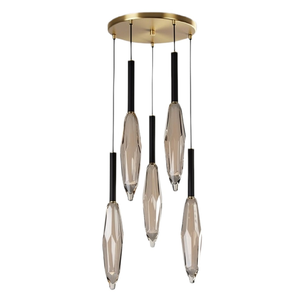 Moderne Hanglamp met Kristallen en Zwarte Accenten
